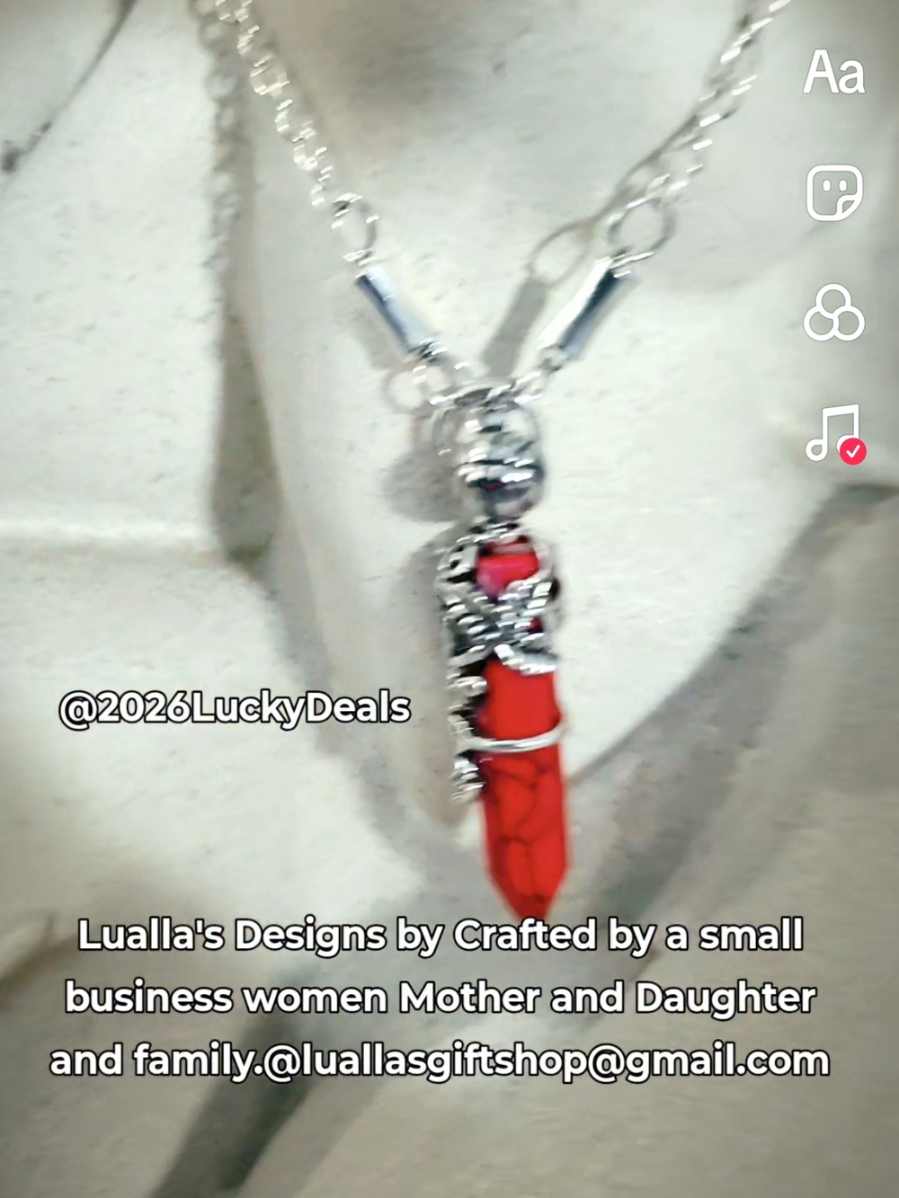 Red Dragon Wrapped Pendant Necklace